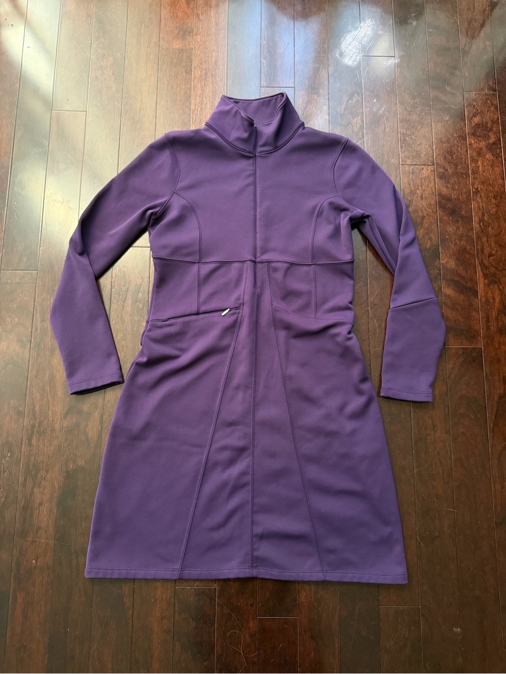 Athleta Cassidy Ponte Dress Medium, Purple, Half Zip, Long Sleeve, Pockets